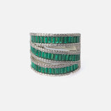 Silver Plated Green Womens Zircon Ring