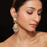 Inaayat Gold Plated Green Womens Kundan, Polki Pair of Earrings