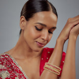 Saadgi Gold Plated Pink Kundan, Polki Womens Pair of Bangles