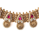 Isvaraah 2.0 Gold Plated Pink Choker Necklace Set with Pair of Earrings