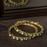 Gold Plated Kundan, Polki Womens Pair of Bangles