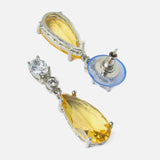Silver Plated Yellow Womens Pair of Drop Earrings