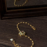 Gold Plated Red Colored Kundan, Polki Womens Bracelet