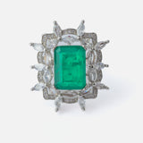 Silver Plated Green Womens Zircon Adjustable Ring