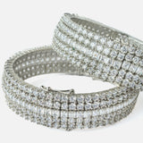 Silver Plated Zircon Womens Pair of Bangles
