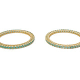 Zia 2.0 Gold Plated Green Womens Zircon a Pair of Bangles