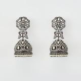 Florence Silver Plated Zircon Womens Pair of Jhumkas Earrings (Freesize)