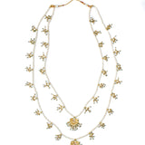 Antara Gold Plated White Womens Kundan, Polki Long Necklace set (Freesize)