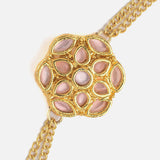 Gold Plated Pink Womens Kundan & Polki Bracelet
