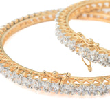 Zia Gold Plated White Womens Zircon Pair of Bangles