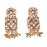Isvaraah 2.0 Gold Plated White Womens Pair of Dangle Earrings
