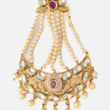 Gold Plated White Womens Kundan, Polki Paasa