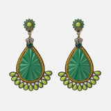 Florence Gold Plated Green Womens Pair of Drop Earrings