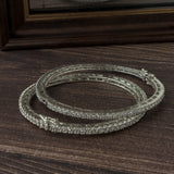 Silver Plated Zircon Womens Pair of Bangles