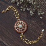 Gold Plated Red Womens Beaded Bracelet