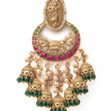 Isvaraah 2.0 Gold Plated Green Womens Pair of Chandbali Earrings
