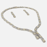 Silver Plated Yellow Womens Short Necklace Set with Pair of Earrings