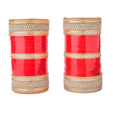 Gold Plated Red Womens Pair of Chuda Set