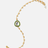 Gold Plated Green Womens Beaded Bracelet