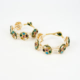 Saadgi Gold Plated Multicolored Kundan, Polki Womens Pair of Bangles - One Size