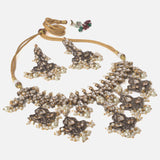 Rodium PlatedGold Womens Short Necklace Set with Pair of Earrings