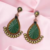 Florence Gold Plated Green Womens Pair of Drop Earrings