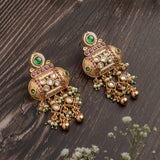 Isvaraah 2.0 Gold Plated Green Womens Pair of Chandbali Earrings
