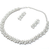 Zia Silver Plated Womens Zircon Short Necklace Set with Pair of Earrings (Freesize)