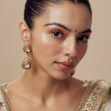 Saadgi Gold Plated Womens Kundan, Polki Pair of Dangler Earrings (Freesize)
