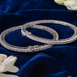Zia Silver Plated White Womens Zircon Pair of Bangles