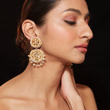 Inaayat Gold Plated White Womens Kundan, Polki Pair of Earrings