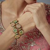 Saadgi Gold Plated Multicolored Kundan, Polki Womens Pair of Bangle