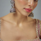Florence Silver Plated Zircon Womens Pair of Jhumkas Earrings (Freesize)