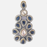 Gold Plated Blue Womens Pair of Chandbali Earrings