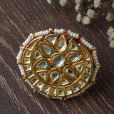 Gold Plated Womens Kundan & Polki Adjustable Ring
