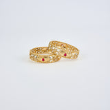 Saadgi Gold Plated Red Womens Kundan, Polki Pair of Bangles