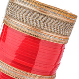 Gold Plated Red Womens Pair of Chuda Set