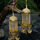 Gold Plated Womens Kundan, Polki Pair of Kaleeras