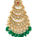 Gold Plated Green Womens Kundan, Polki Pair of Earrings