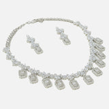 Silver Plated Womens Short Necklace Set with Pair of Earrings