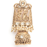 Isvaraah 2.0 Gold Plated White Womens Pair of Jhumka Earrings