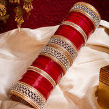 Gold Plated Red Womens Pair of Chuda Set