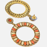 Florence Gold Plated Orange Womens Pair of Hoop Earrings