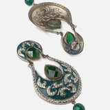 Florence Silver Plated Green Womens Pair of Dangle Earrings