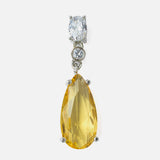 Silver Plated Yellow Womens Pair of Drop Earrings