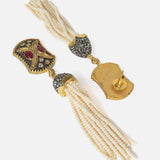 Gold Plated Red Womens Pair of Tassel Earrings
