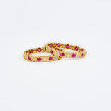Saadgi Gold Plated Pink Womens Kundan, Polki Pair of Bangles