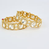 Burgundy Gold Plated Womens Kundan, Polki Pair of Bangles