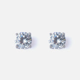 Silver Plated Womens Diamond Stud Pair of Earrings