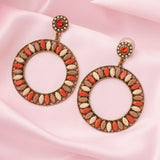 Florence Gold Plated Orange Womens Pair of Hoop Earrings